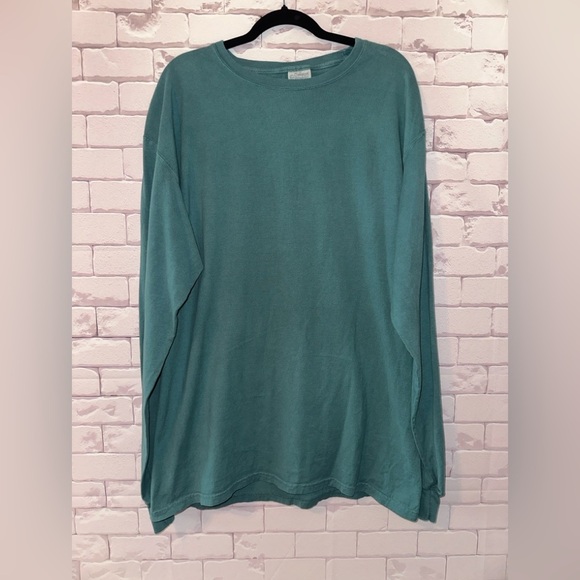 Teal Long Sleeve Shirt/ Tee  Comfort Wash Lightweight Casual 
Size Large - Picture 1 of 3